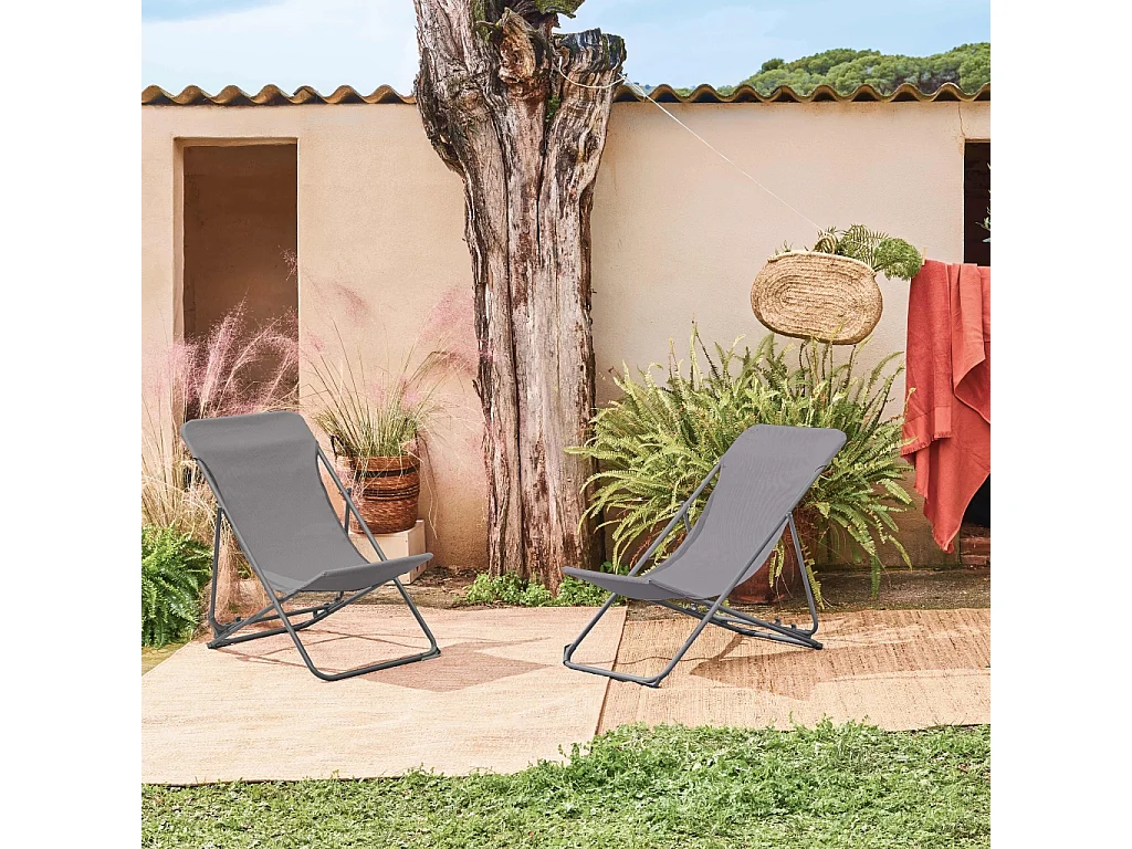 Silla de jardín plegable, set de 2 antracita