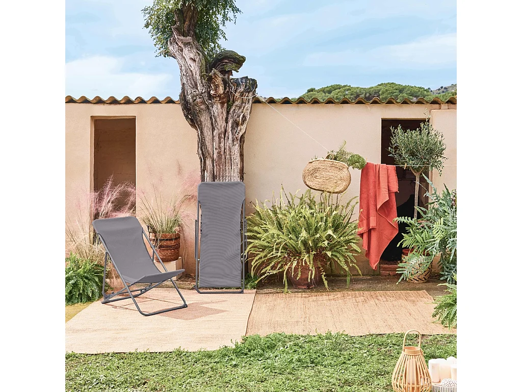 Silla de jardín plegable, set de 2 antracita