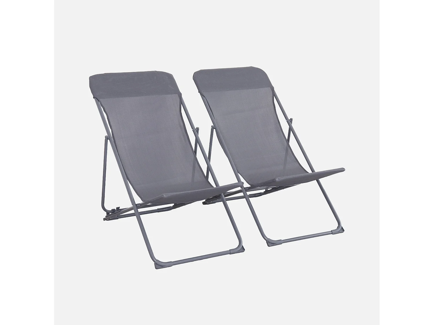 Lot de 2 chaises pliantes LIVORNO en acier / textilene. anthracite. 83 x 88 x 95 cm