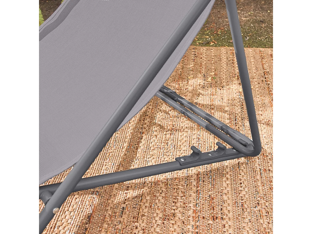 Lot de 2 chaises pliantes LIVORNO en acier / textilene. anthracite. 83 x 88 x 95 cm