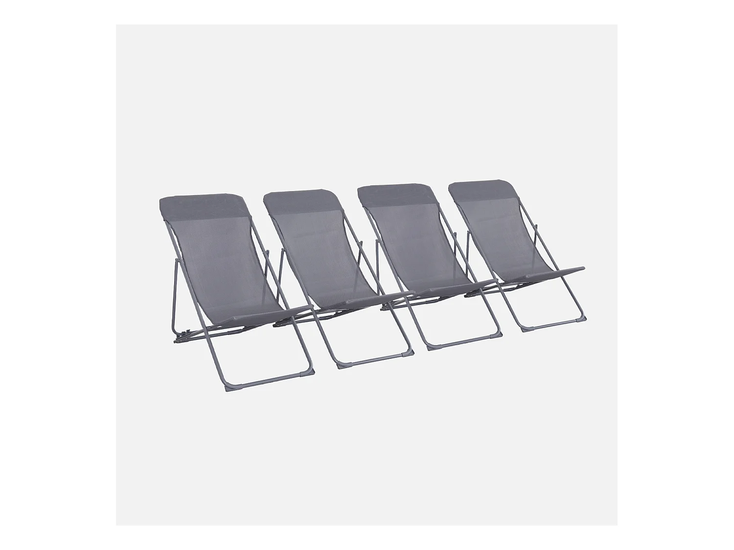 Lot de 4 chaises pliantes LIVORNO en acier / textilene. anthracite. 83 x 88 x 95 cm