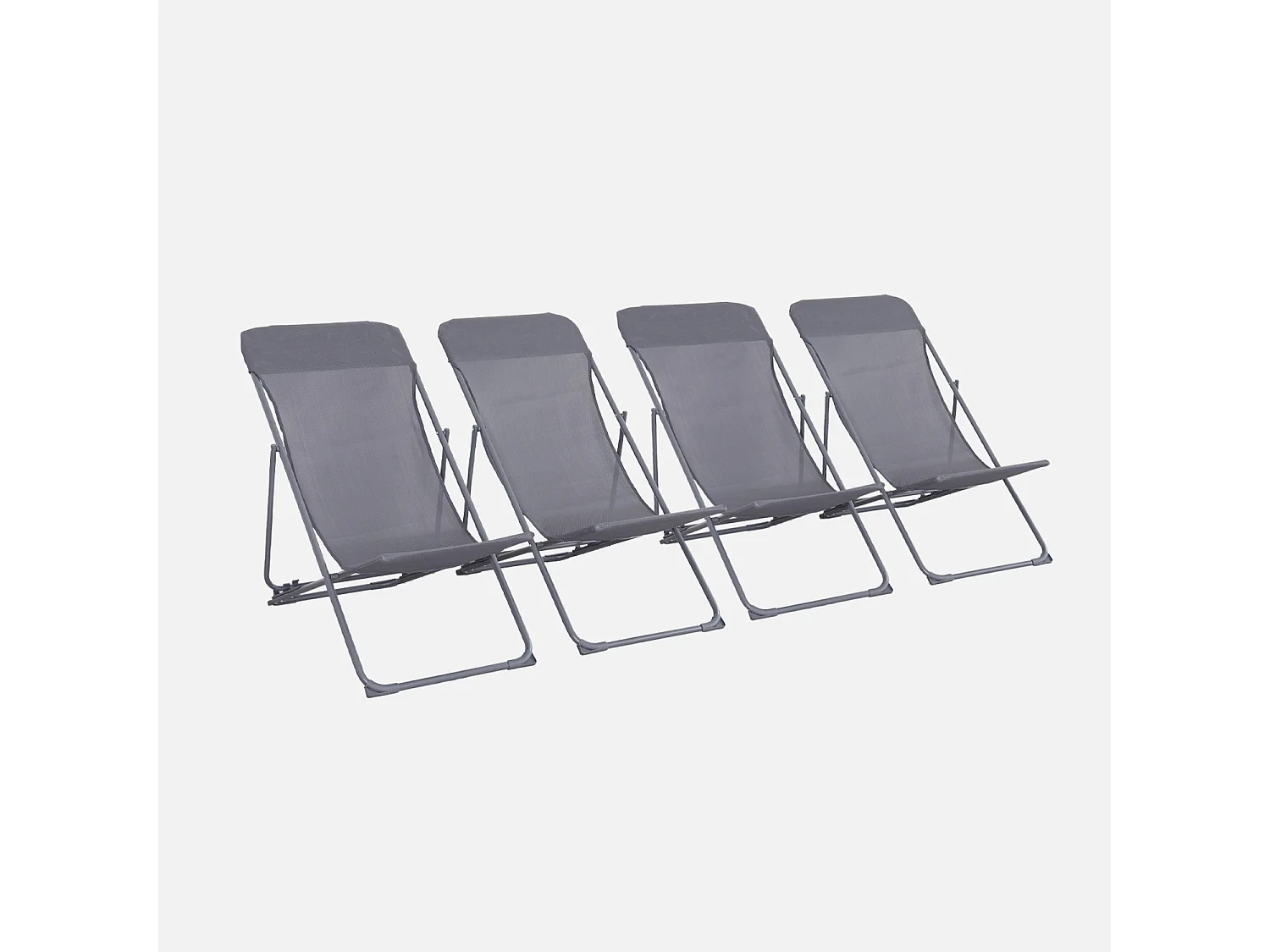 Lot de 4 chaises pliantes LIVORNO en acier / textilene. anthracite. 83 x 88 x 95 cm