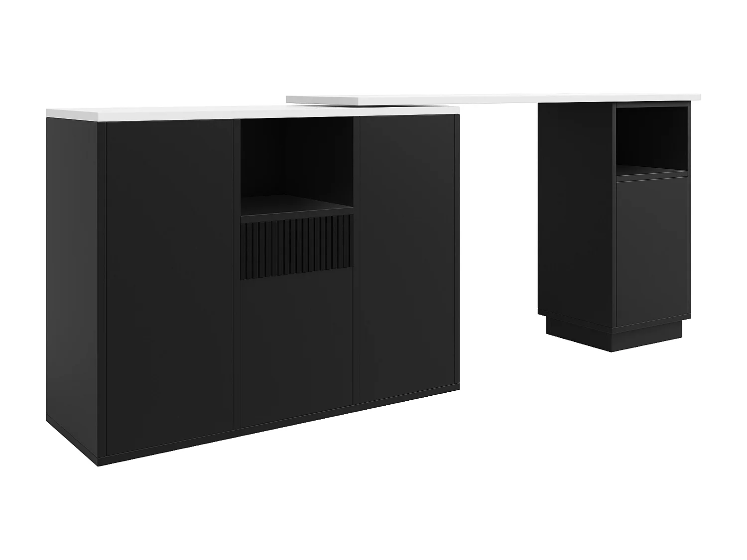 Sideboard, drehbarer Barschrank – mit multifunktionaler Aufbewahrung – MDF – Schwarz