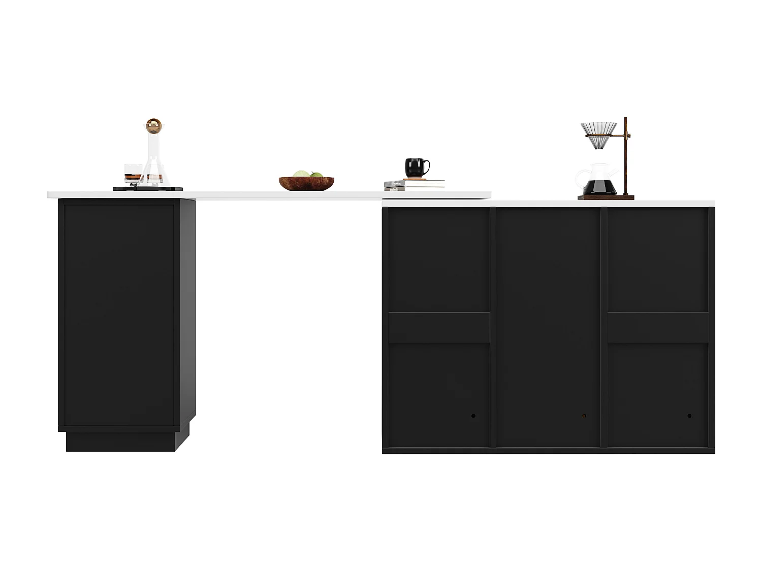 Sideboard, drehbarer Barschrank – mit multifunktionaler Aufbewahrung – MDF – Schwarz