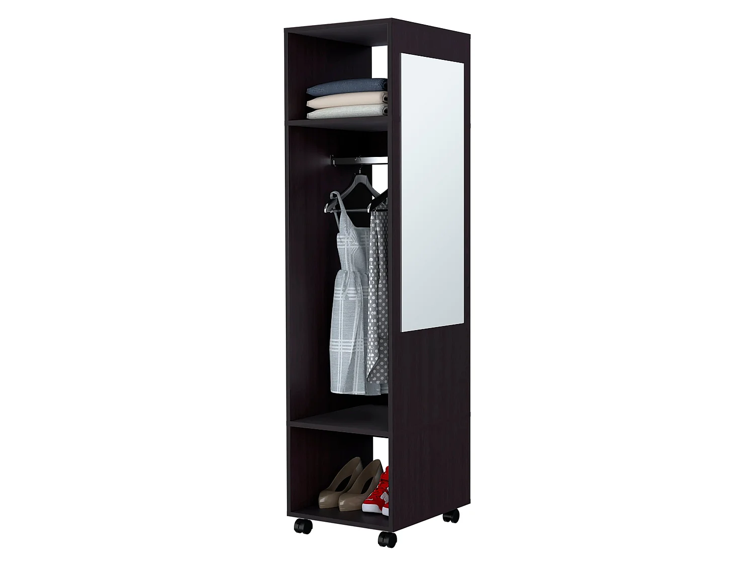 Armadio Custer da 160 cm con specchio, wengé