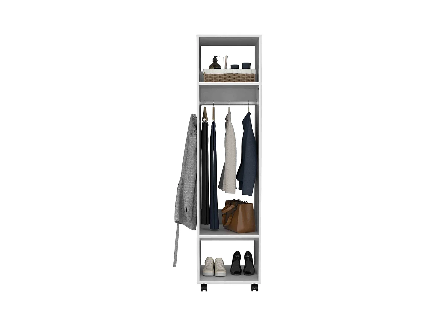 Roupeiro Custer de 160 cm com espelho, branco