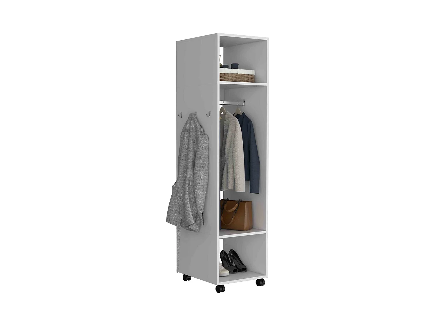 Roupeiro Custer de 160 cm com espelho, branco