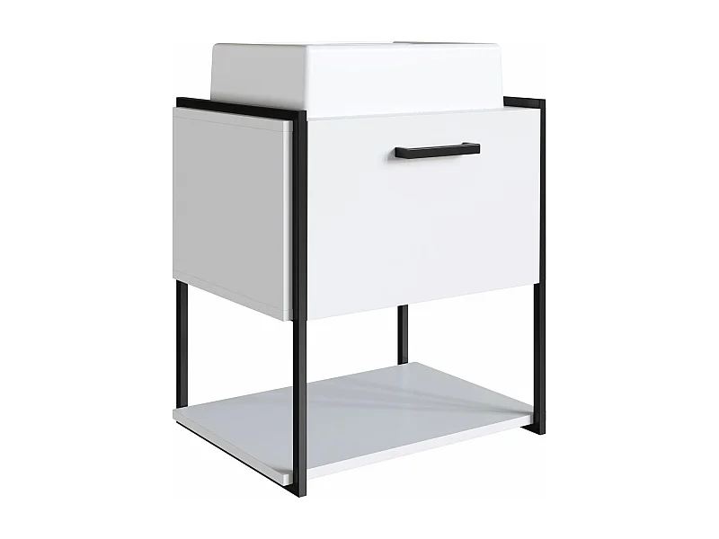 Mueble De Baño Grafito Con Encimera De 50 Cm Blanco