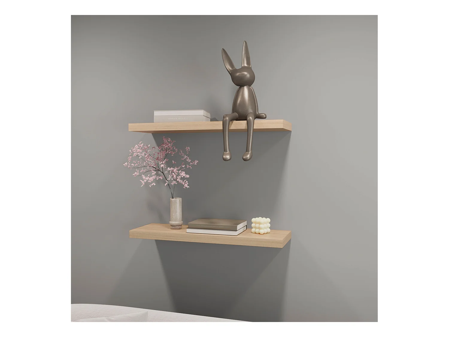 Prateleira flutuante rovere em melamina com 2 prateleiras , 3,8 cm X 80 cm X 25 cm