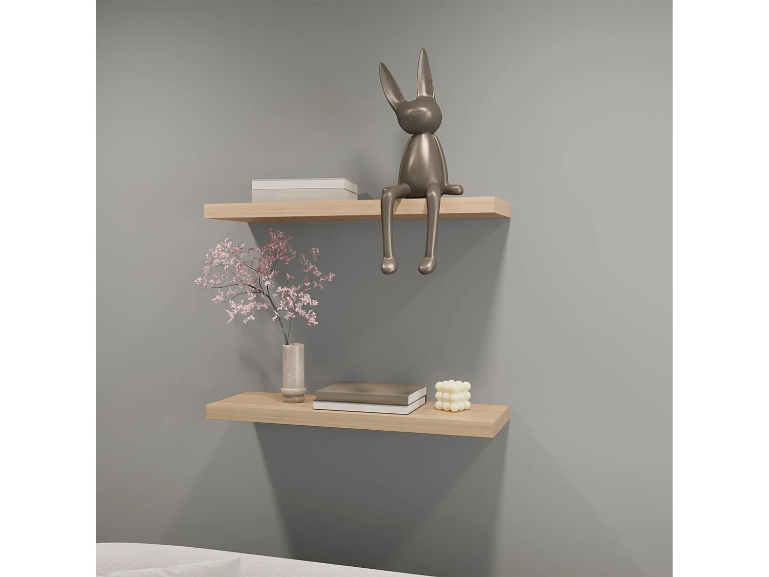 Prateleira flutuante rovere em melamina com 2 prateleiras , 3,8 cm X 80 cm X 25 cm