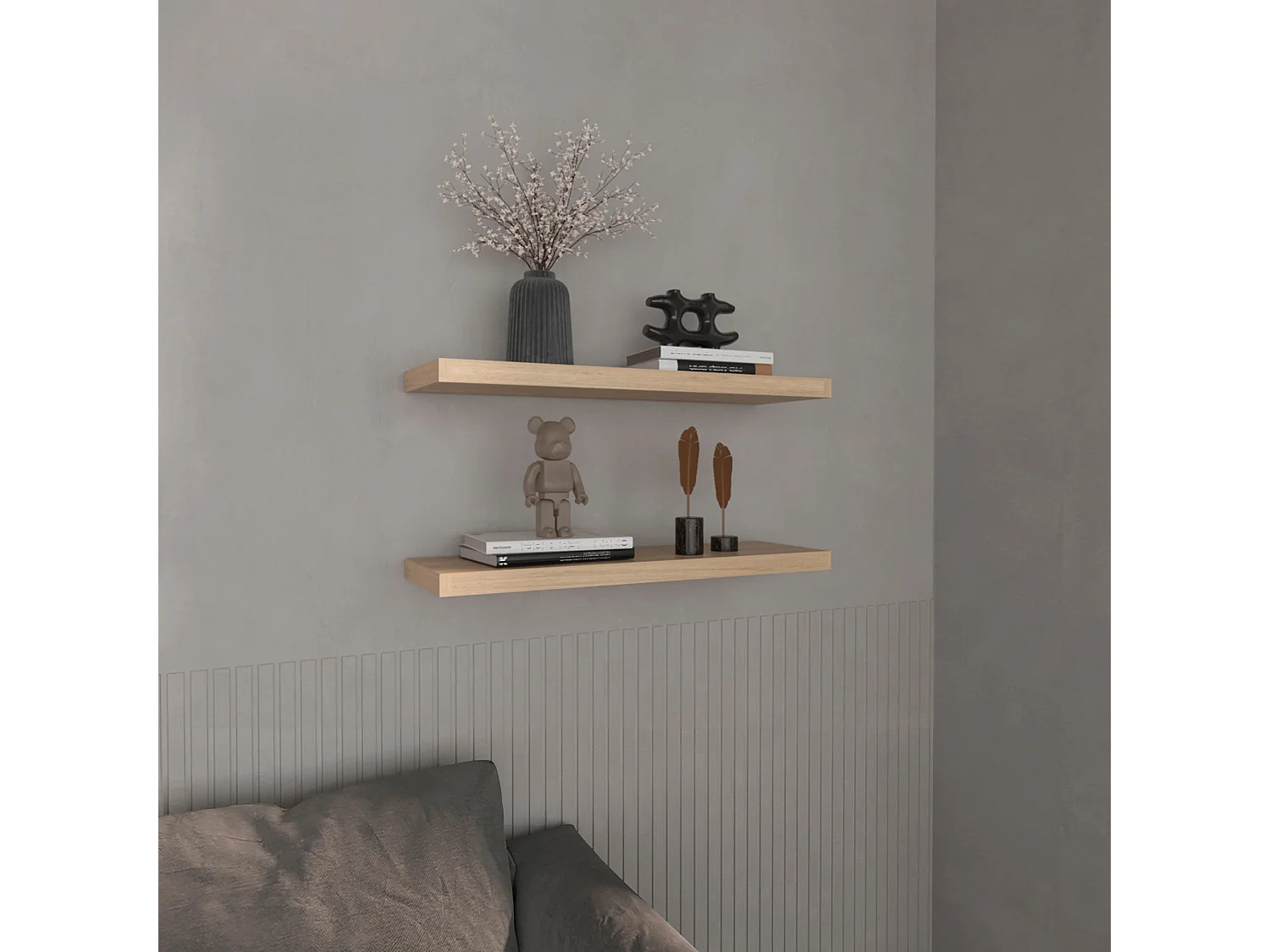 Prateleira flutuante rovere em melamina com 2 prateleiras , 3,8 cm X 80 cm X 25 cm