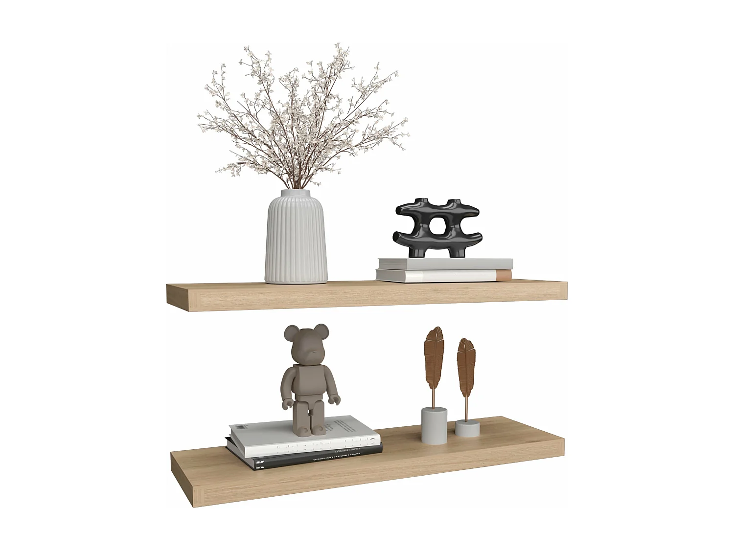 Prateleira flutuante rovere em melamina com 2 prateleiras , 3,8 cm X 80 cm X 25 cm