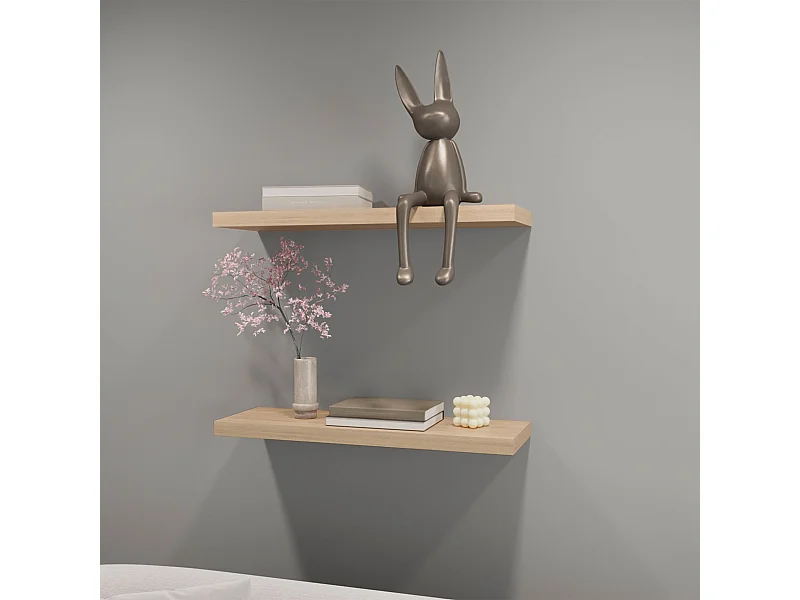 Prateleira flutuante rovere em melamina com 2 prateleiras , 3,8 cm X 80 cm X 25 cm