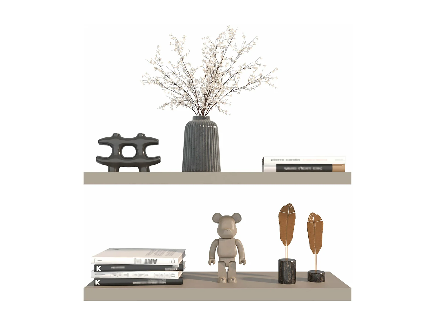 Prateleira flutuante em melamina taupe com 2 prateleiras , 3,8 cm X 80 cm X 25 cm