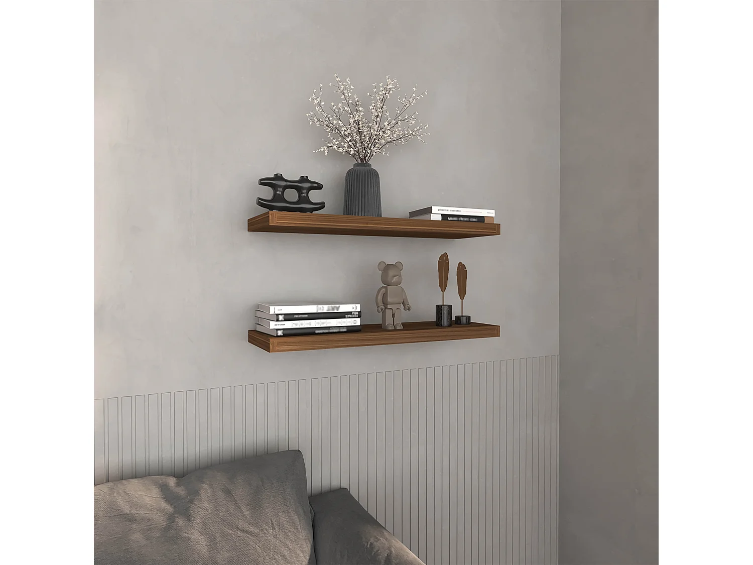 Etagère flottante en mélamine gallois avec 2 étagères , 3.8 cm X 80 cm X 25 cm