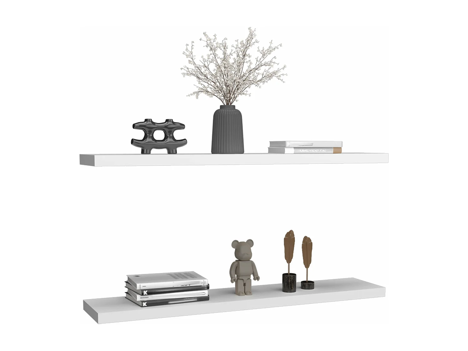 Estante flotante blanco en melamina con 2 estantes , 3.8 cm  X 120 cm  X 25 cm