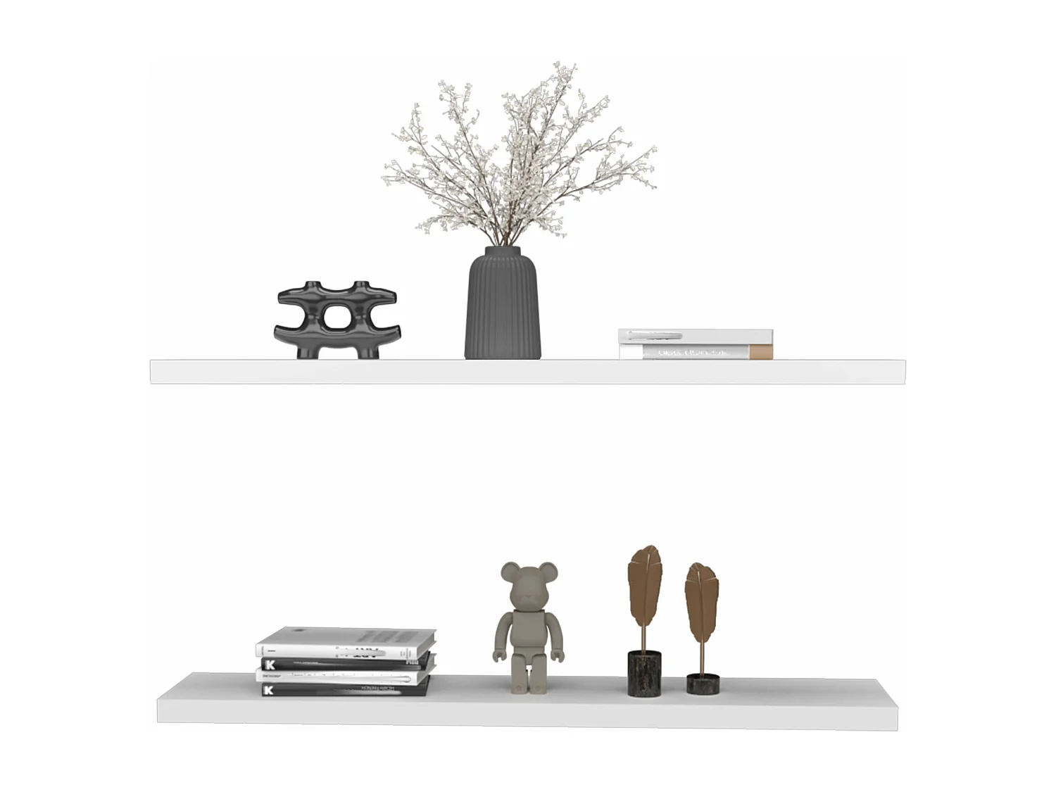 Estante flotante blanco en melamina con 2 estantes , 3.8 cm  X 120 cm  X 25 cm