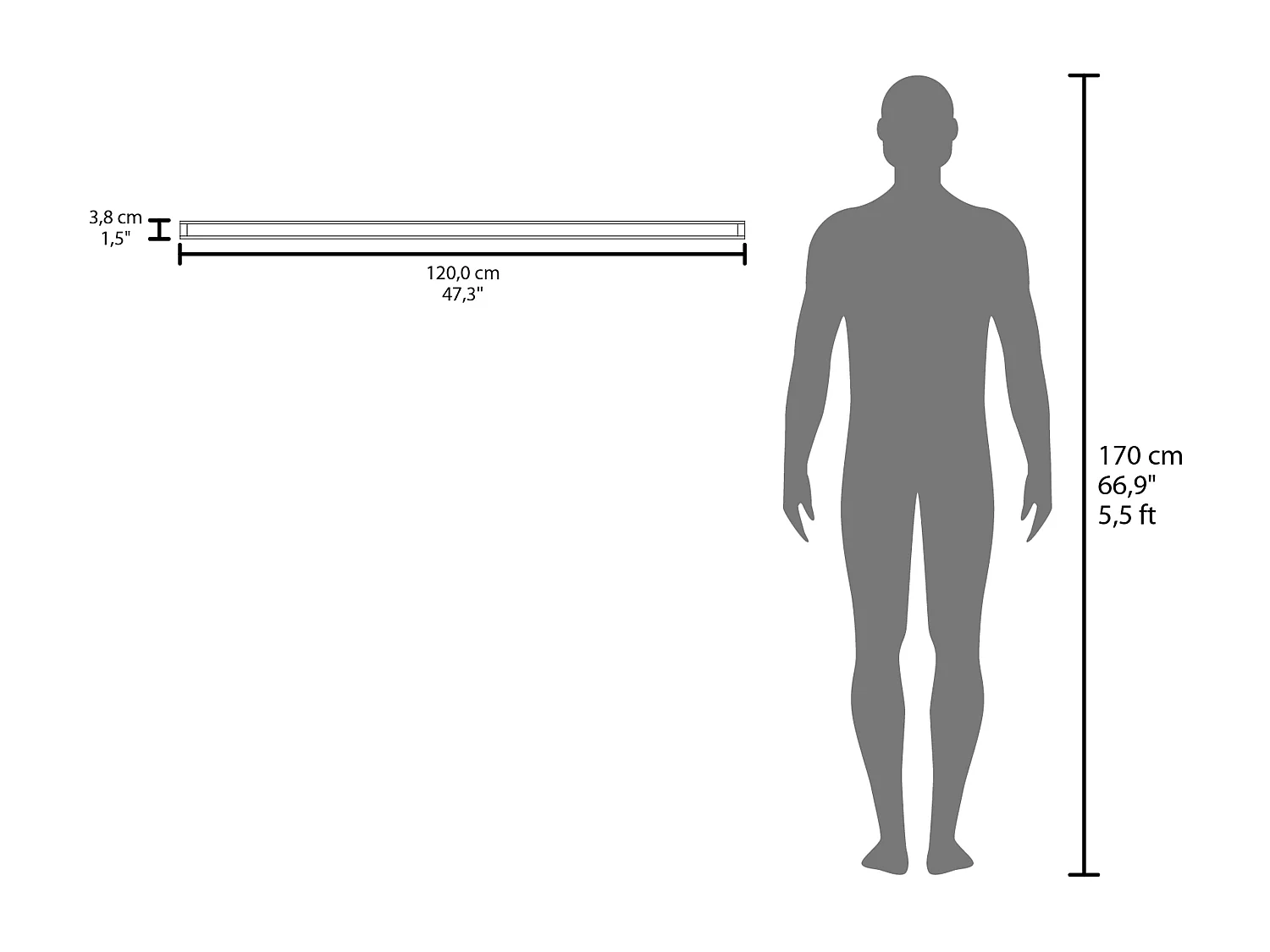 Estante flotante blanco en melamina con 2 estantes , 3.8 cm  X 120 cm  X 25 cm