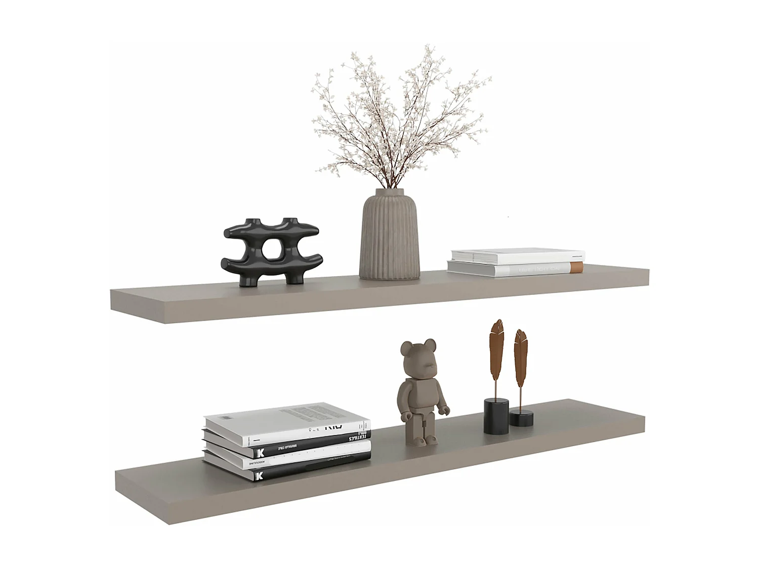 Prateleira flutuante em melamina taupe com 2 prateleiras , 3,8 cm X 120 cm X 25 cm