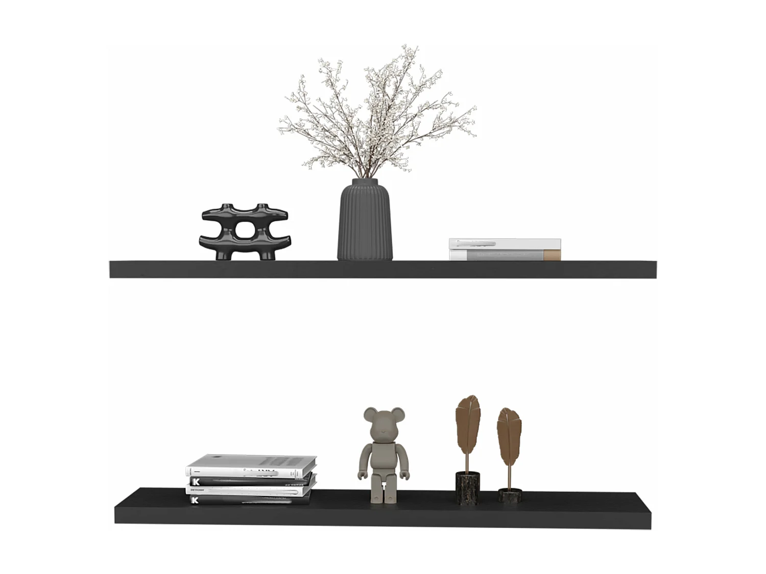 Estante flotante negro en melamina con 2 estantes , 3.8 cm  X 120 cm  X 25 cm