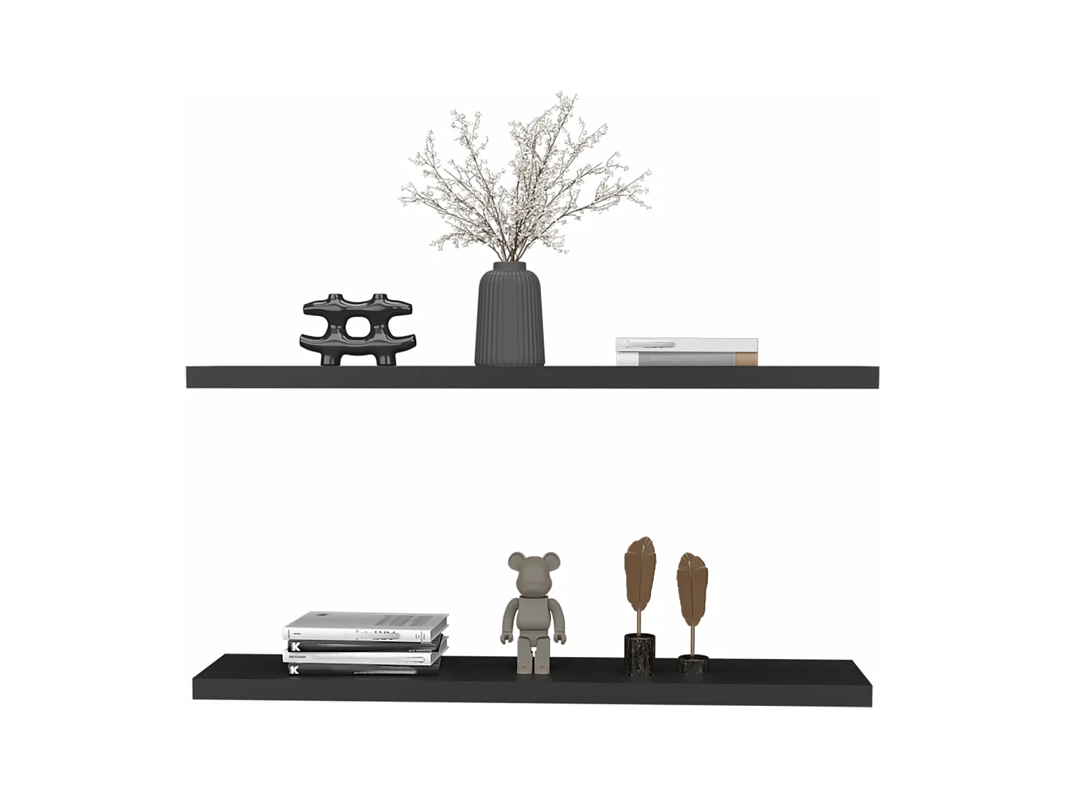 Estante flotante negro en melamina con 2 estantes , 3.8 cm  X 120 cm  X 25 cm