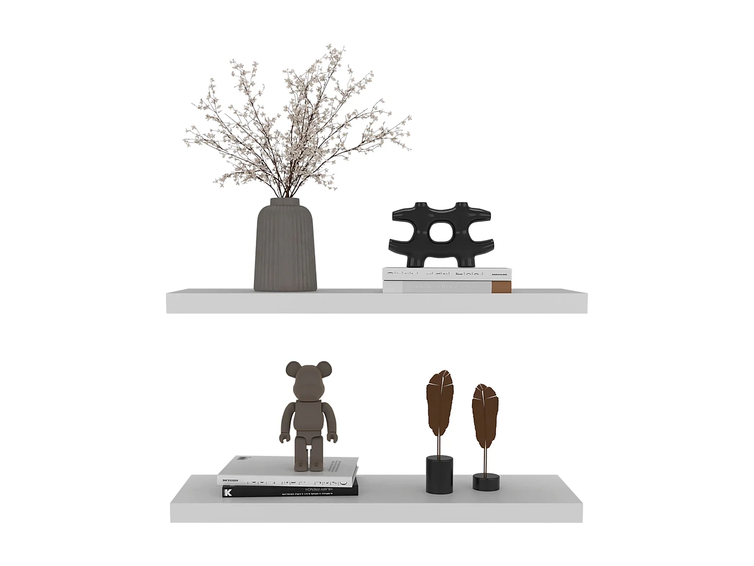 Estante flotante blanco en melamina con 2 estantes , 3.8 cm  X 80 cm  X 25 cm