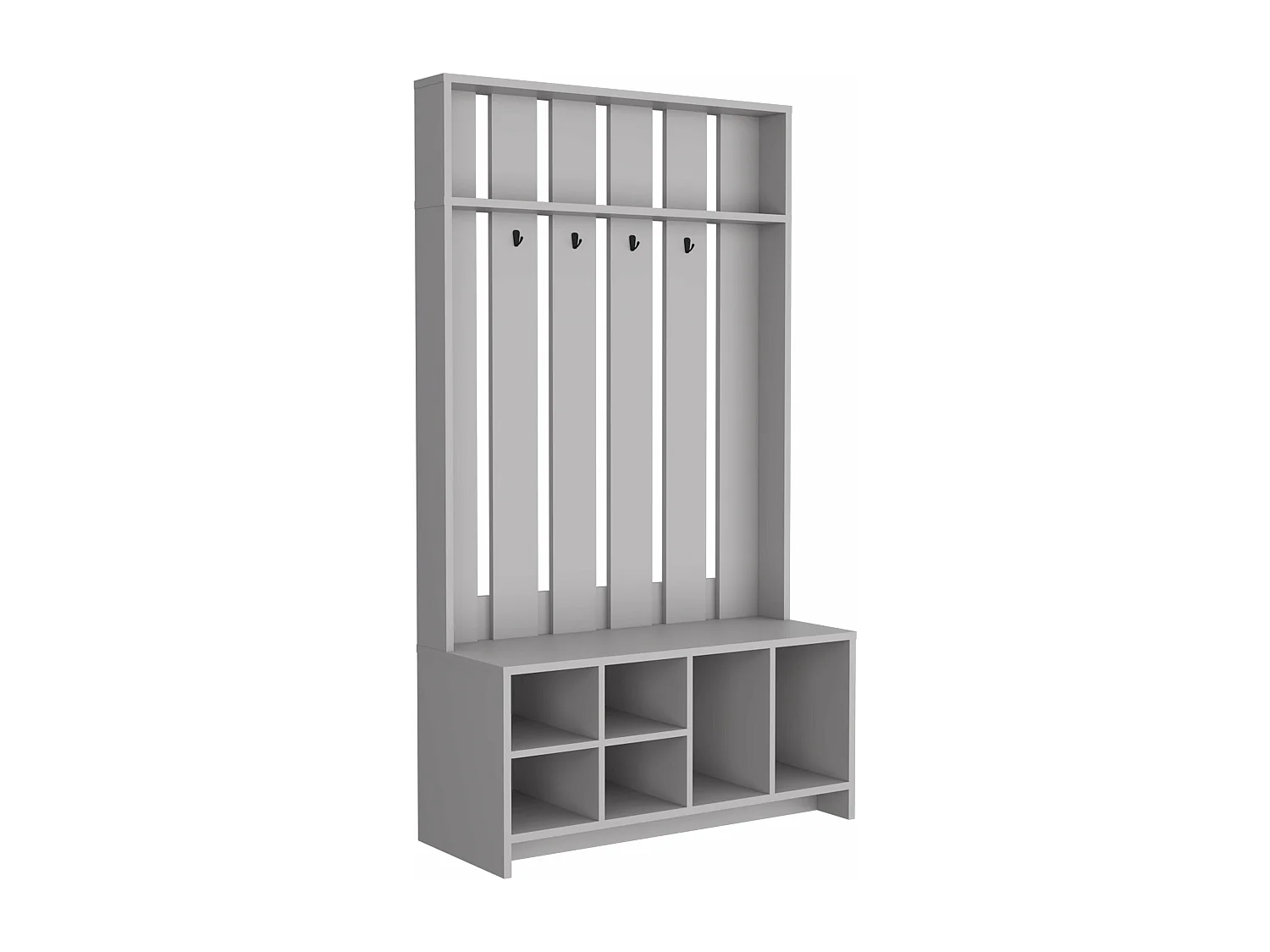 Disimpegno in melaminico tulcano con 8 ripiani e 4 ganci per appendere gli abiti , Grigio , 172,6 cm X 96,8 cm X 39,3 cm