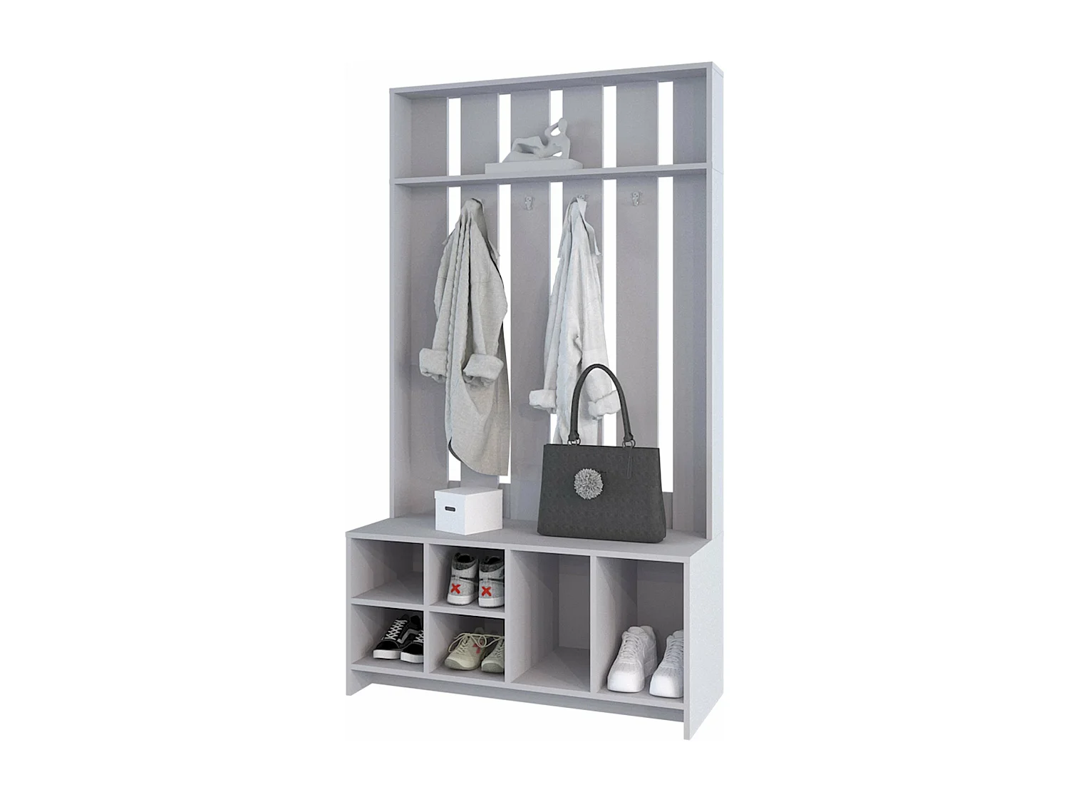 Disimpegno in melaminico tulcano con 8 ripiani e 4 ganci per appendere gli abiti , Grigio , 172,6 cm X 96,8 cm X 39,3 cm