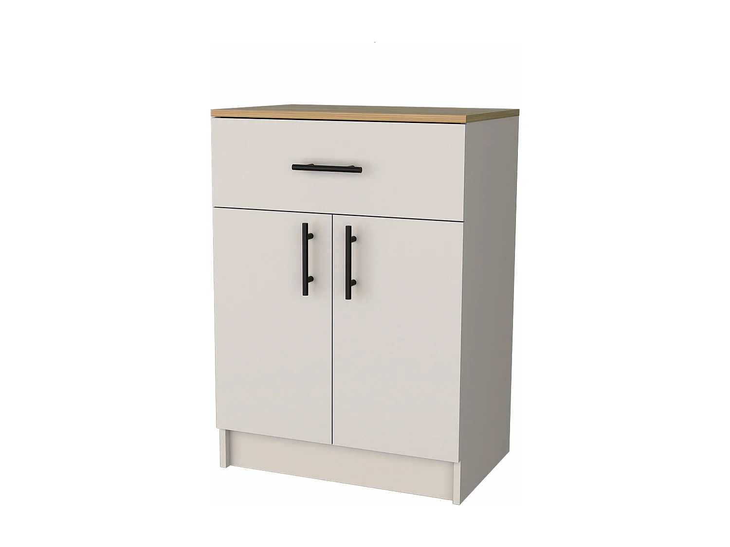 Armoire Mayorca en mélaminé avec 2 portes, 2 étagères et tiroir avec rails métalliques, Blanc / Beige , 85.1 cm X 60 cm X 40.5 cm