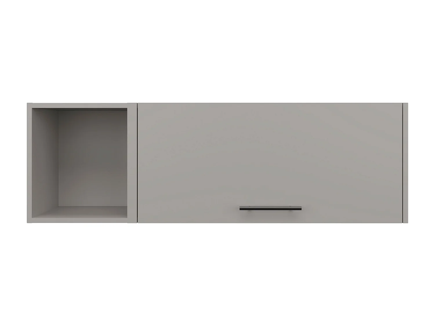 Pensile in melaminico con 3 ripiani e anta superiore a battente , Grigio , 37,8 cm X 119,9 cm X 33 cm