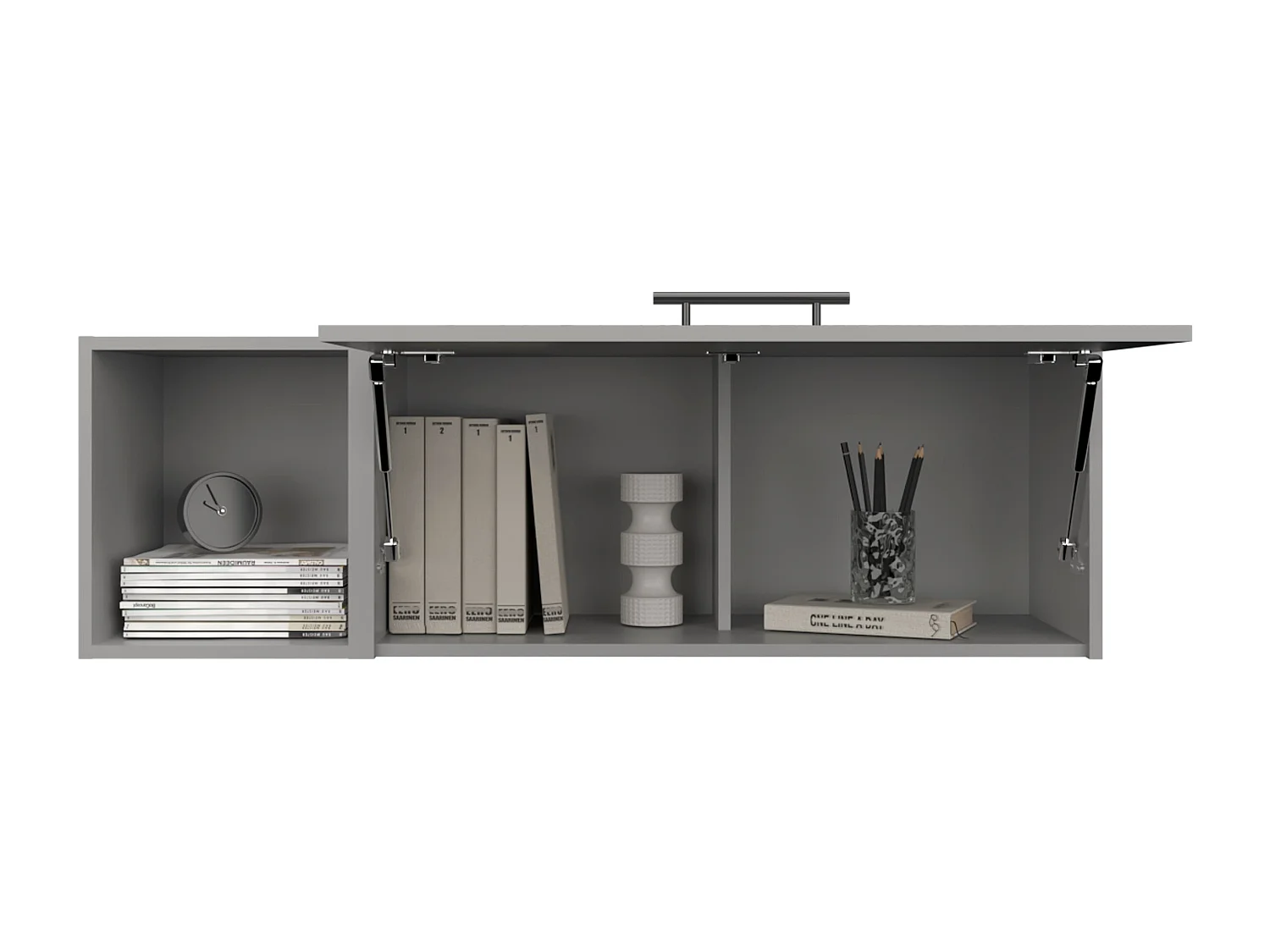 Armoire murale en mélamine avec 3 étagères et porte battante supérieure , Gris , 37.8 cm X 119.9 cm X 33 cm