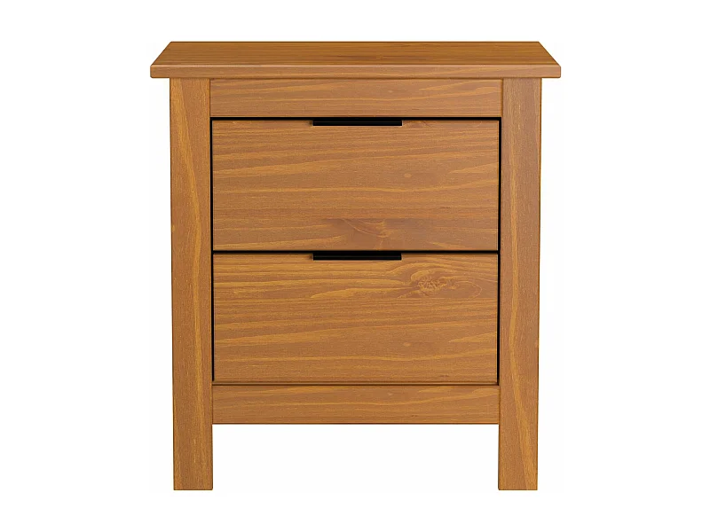 Mesita De Noche Robusta 2 Cajones Color Pino