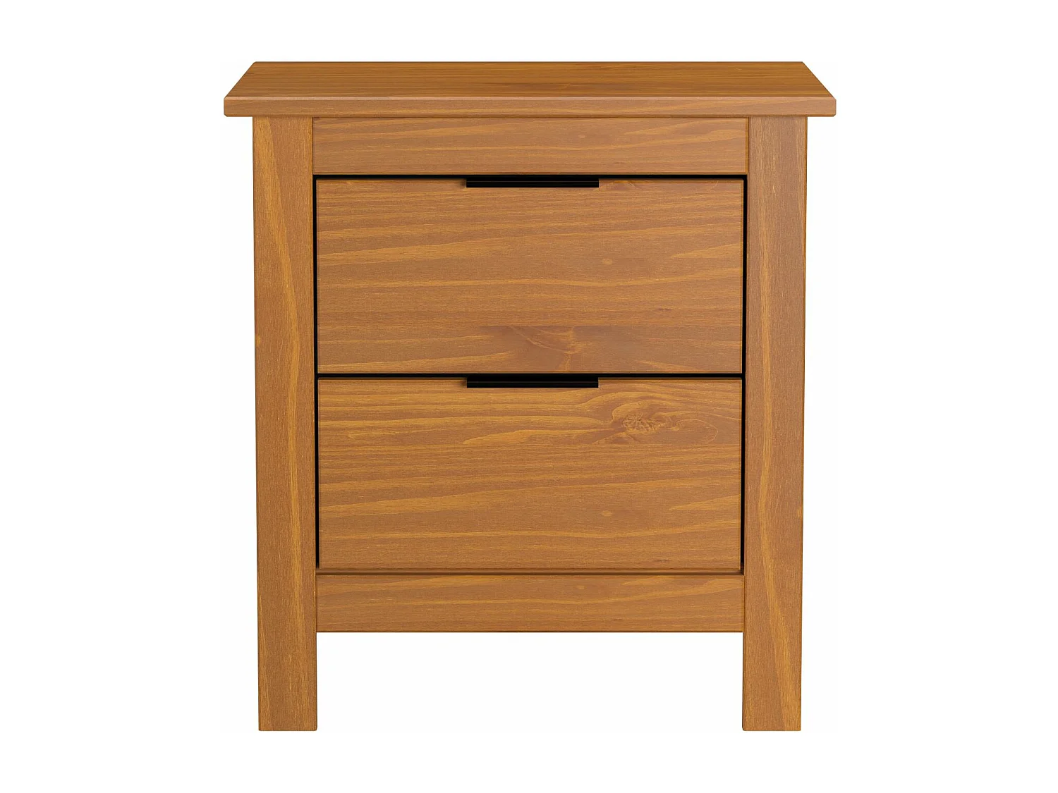 Mesita De Noche Robusta 2 Cajones Color Pino