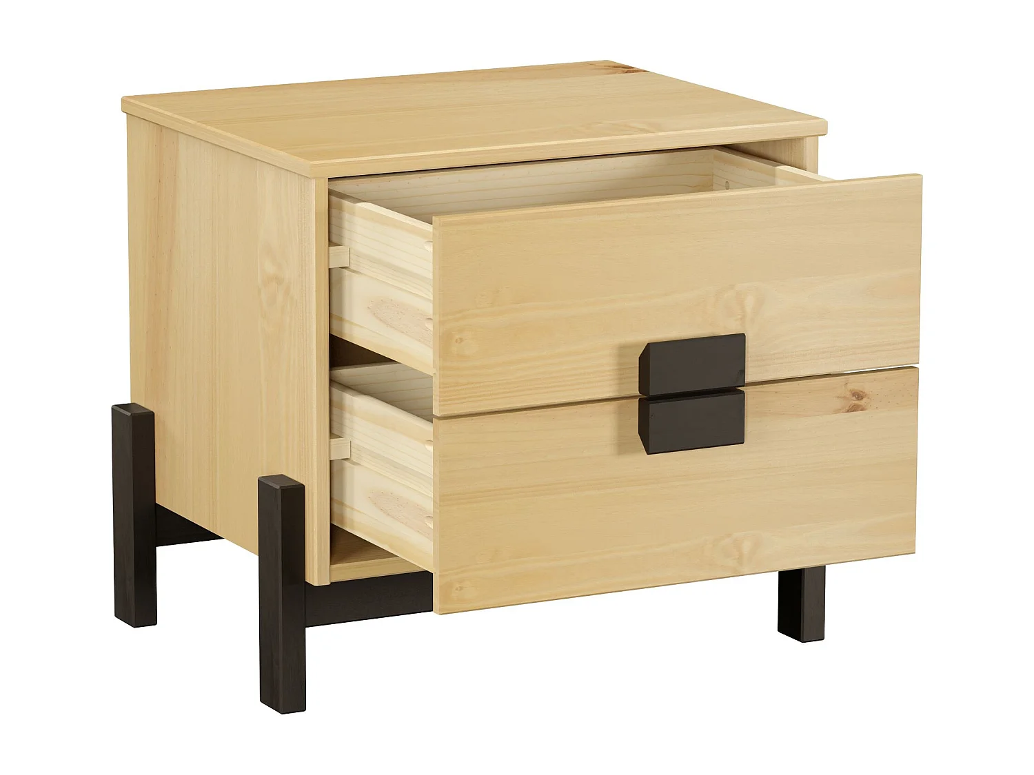 Mesita De Noche 2 Cajones De Pino