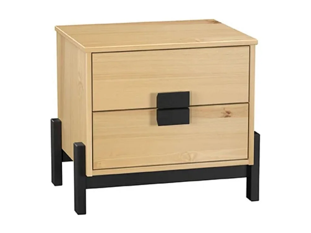 Mesita De Noche 2 Cajones De Pino