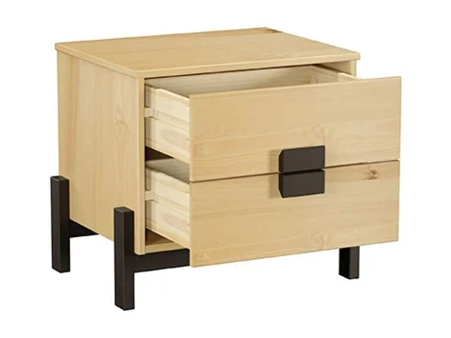 Mesita De Noche 2 Cajones De Pino