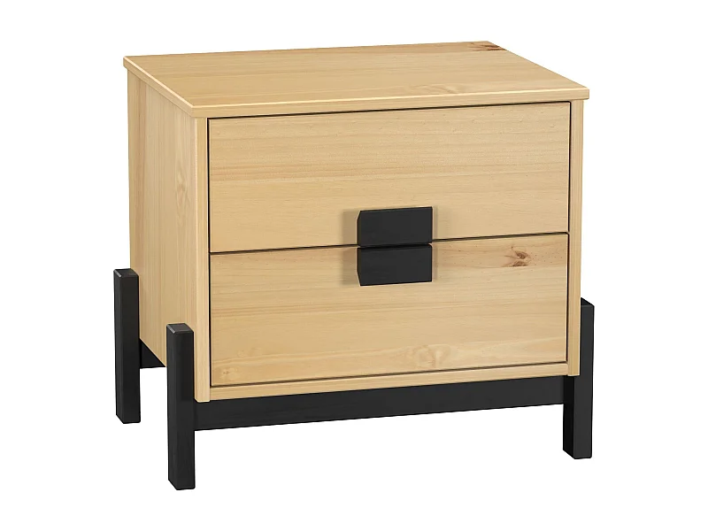 Mesita De Noche 2 Cajones De Pino