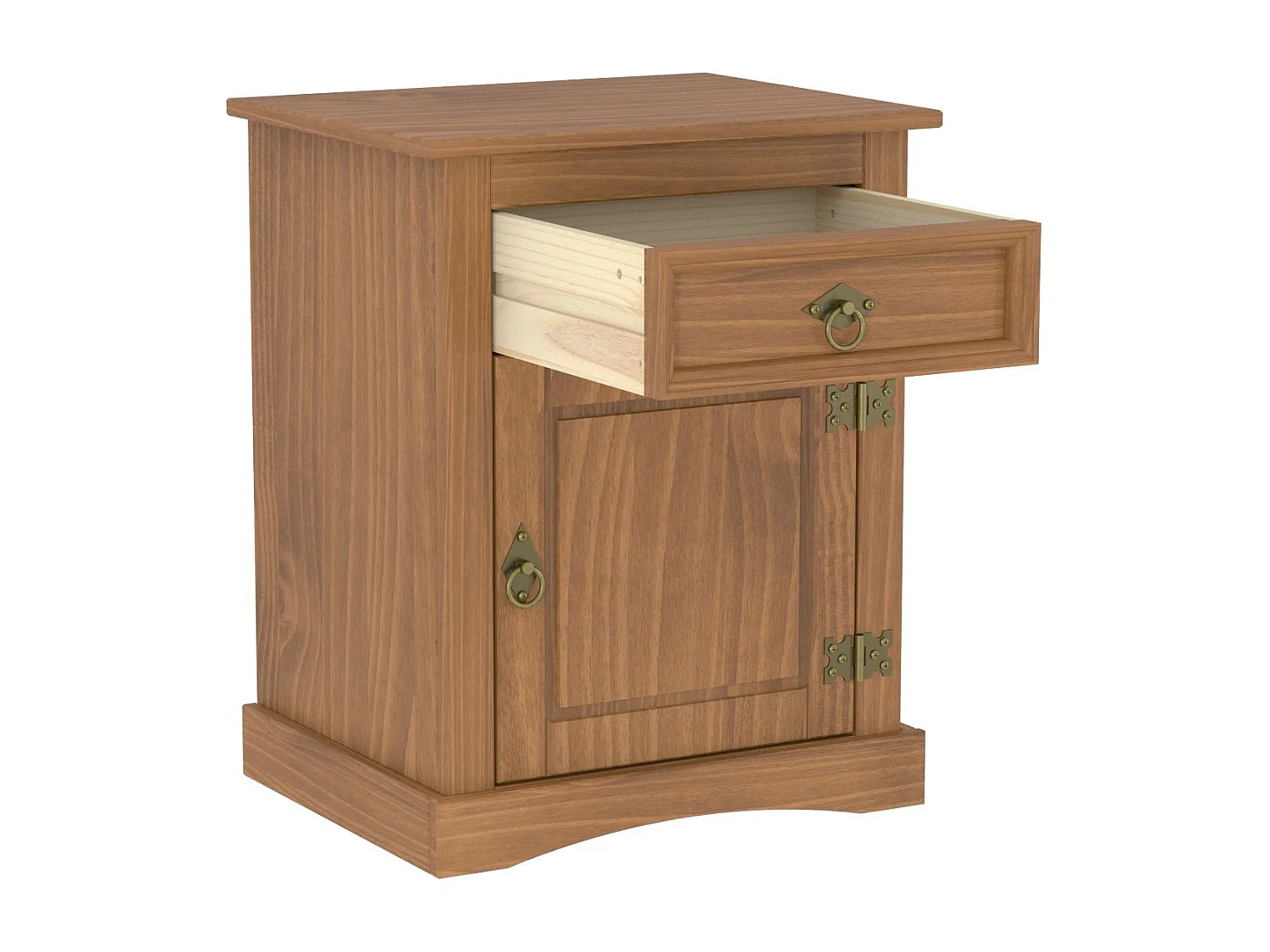 Mesita De Noche 1 Puerta Con 1 Cajon Rustica De Pino