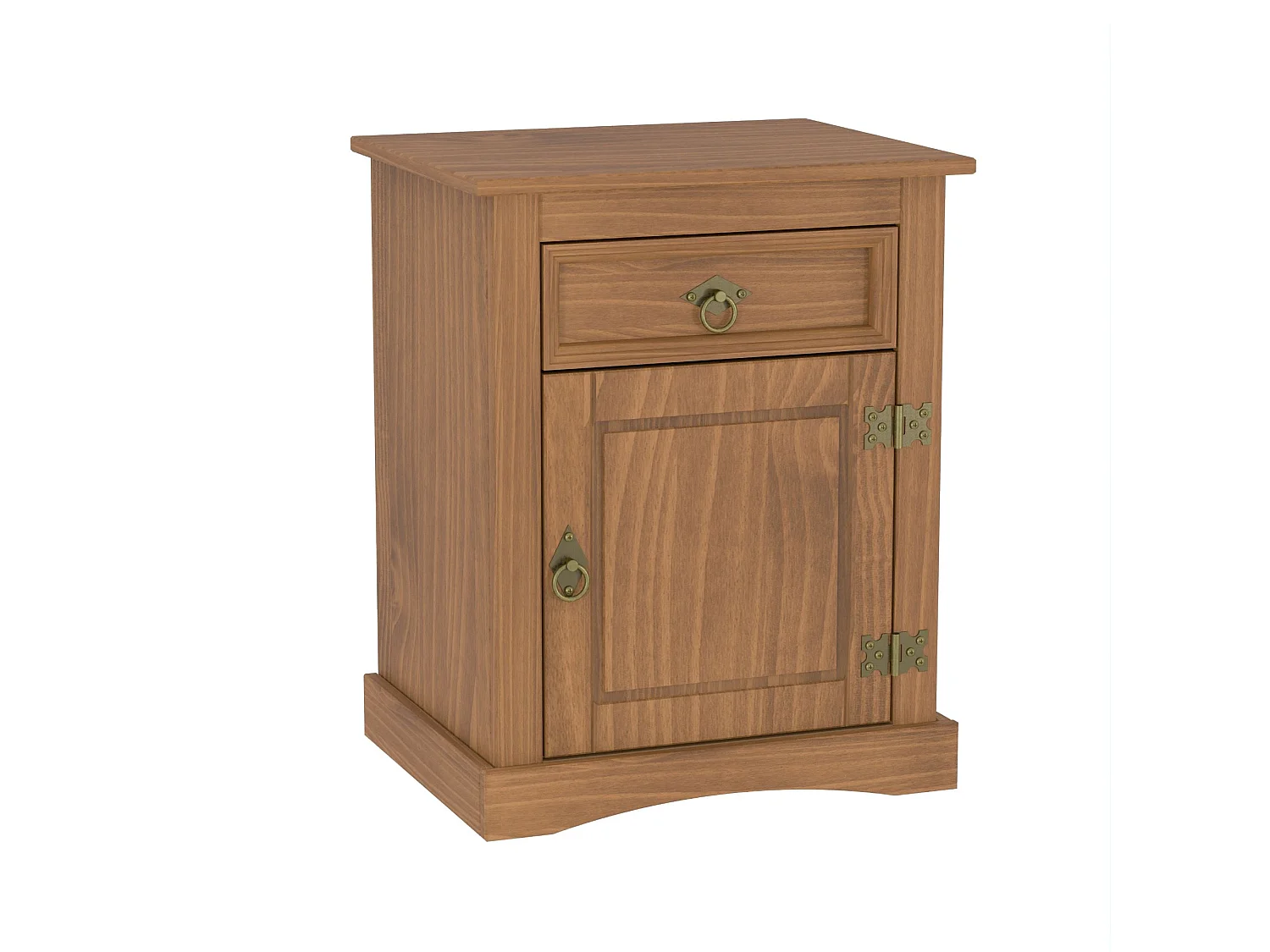 Mesita De Noche 1 Puerta Con 1 Cajon Rustica De Pino