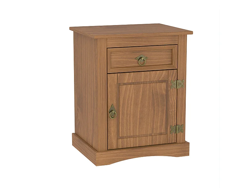 Mesita De Noche 1 Puerta Con 1 Cajon Rustica De Pino
