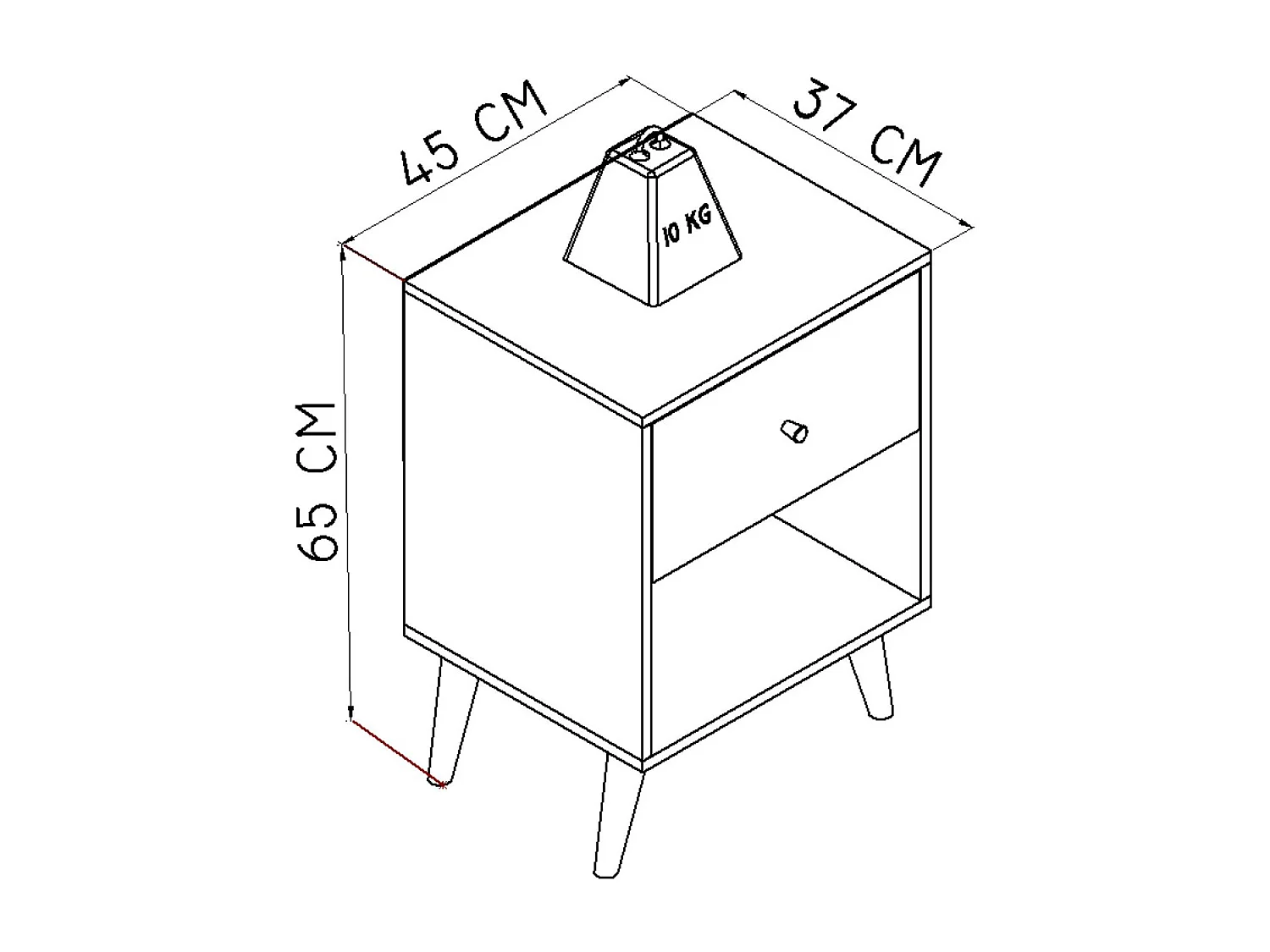 Mesita De Noche 1 Cajon Blanco/Miel