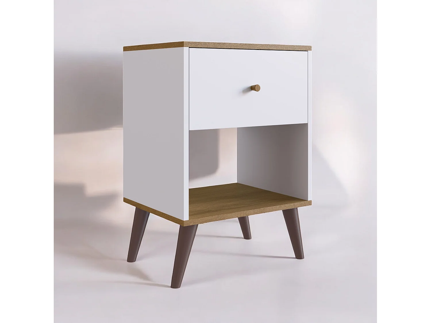 Mesita De Noche 1 Cajon Blanco/Miel