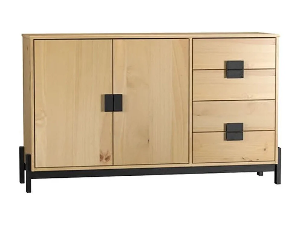 Aparador 2 Puertas 4 Cajones De Madera De Pino Diseño Amplio Y Elegante