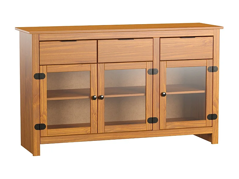 Aparador 3 Cajones 3 Puertas De Pino Color Miel