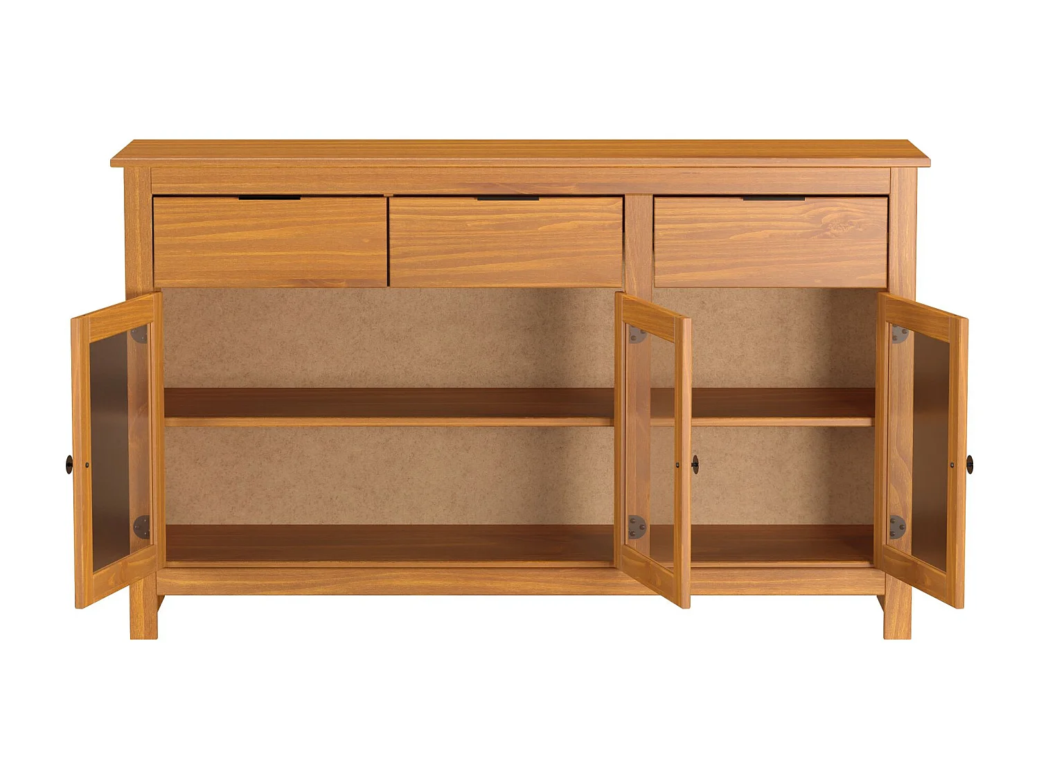 Aparador 3 Cajones 3 Puertas De Pino Color Miel