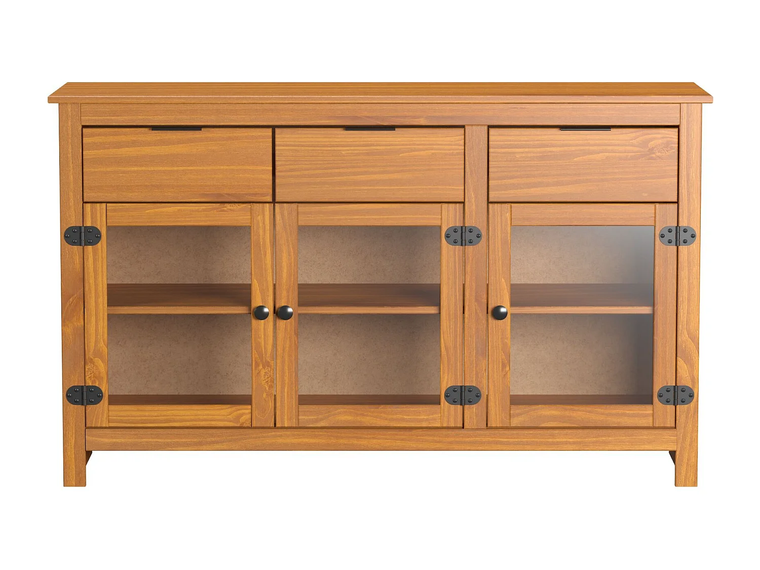 Aparador 3 Cajones 3 Puertas De Pino Color Miel