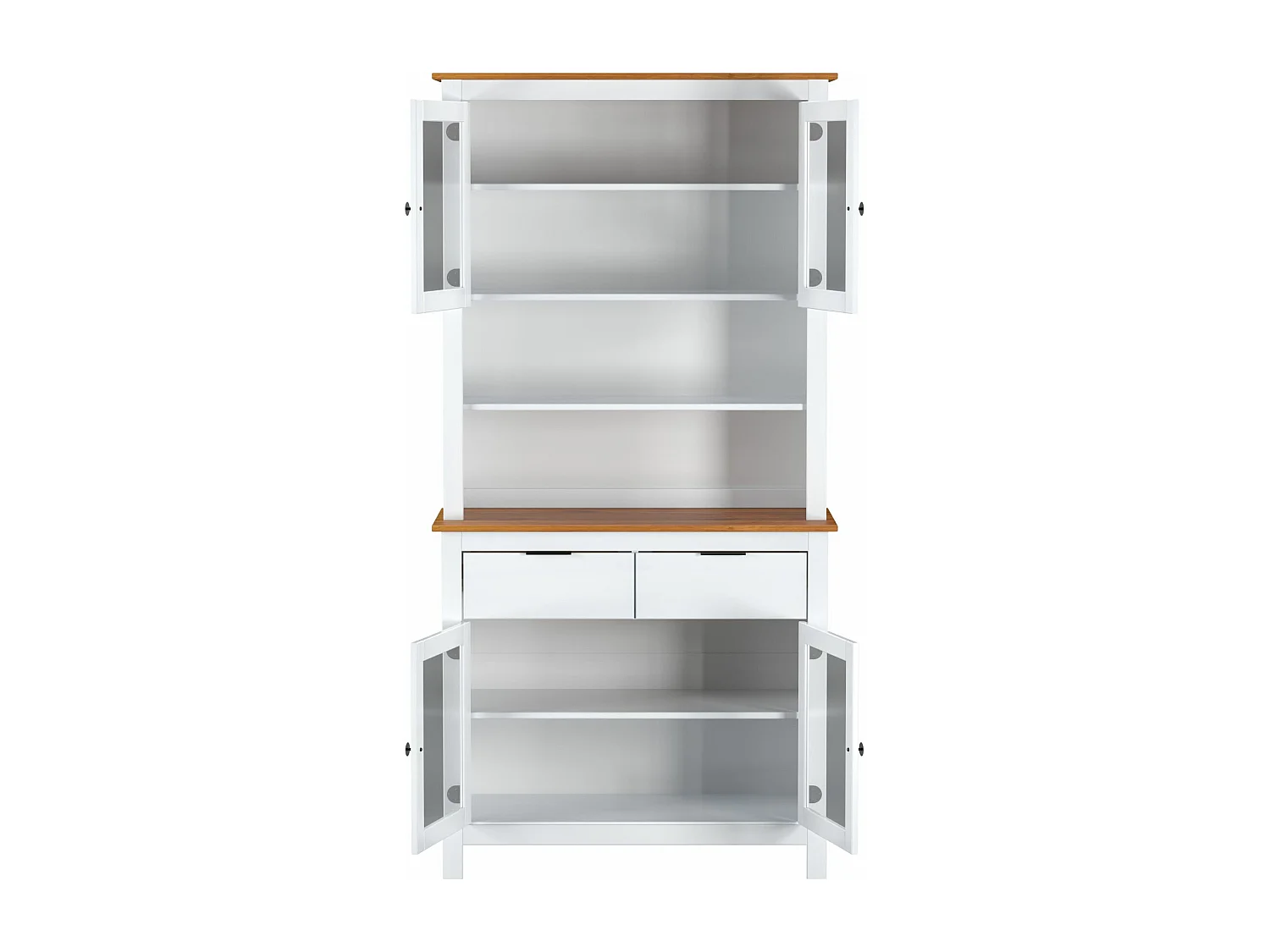 Vitrina 2 Cajones Y 4 Puertas De Pino Blanco