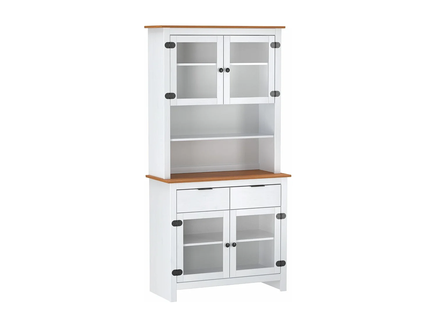 Vitrina 2 Cajones Y 4 Puertas De Pino Blanco