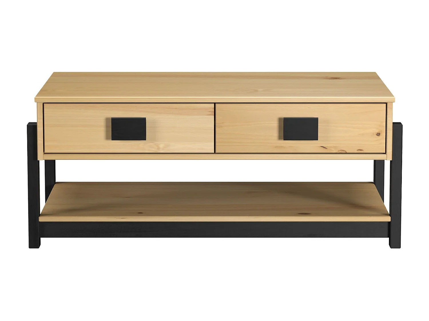 Mesa Centro 2 Cajones Con Balda Inferior Miel/Negro