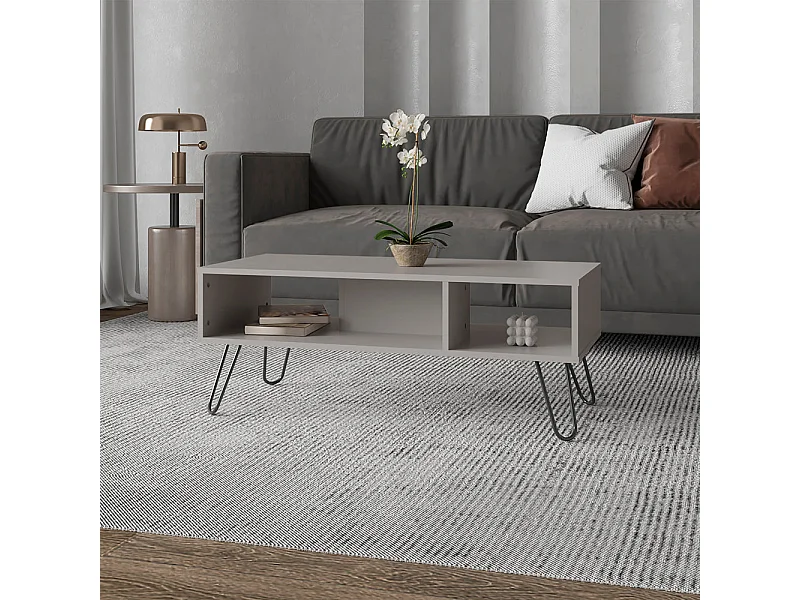 Tavolo centrale Genoa in melaminico con 3 ripiani , Grigio , 40 cm X 101,1 cm X 45 cm